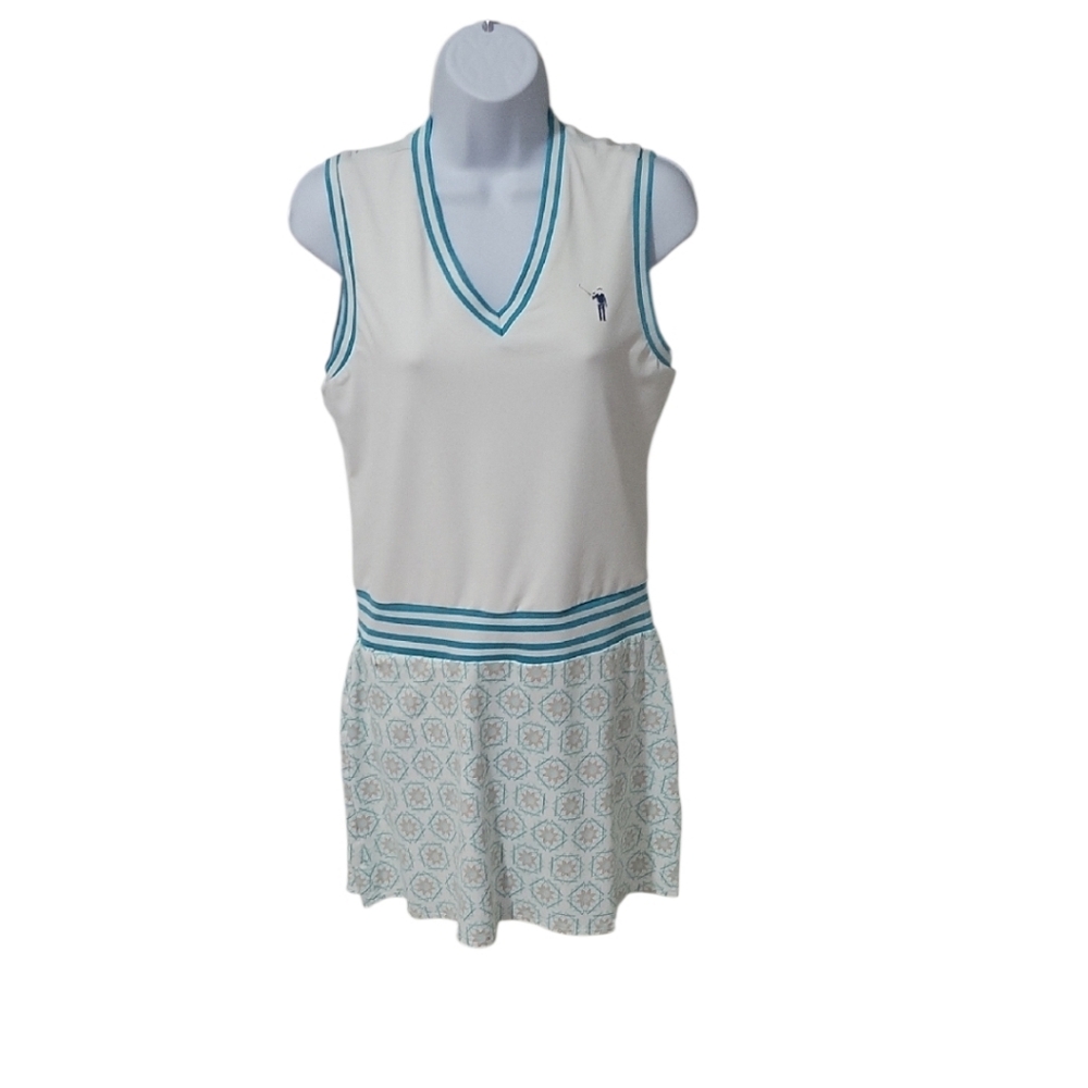 William Murray Golf V Neck White  Mini Dress Medium